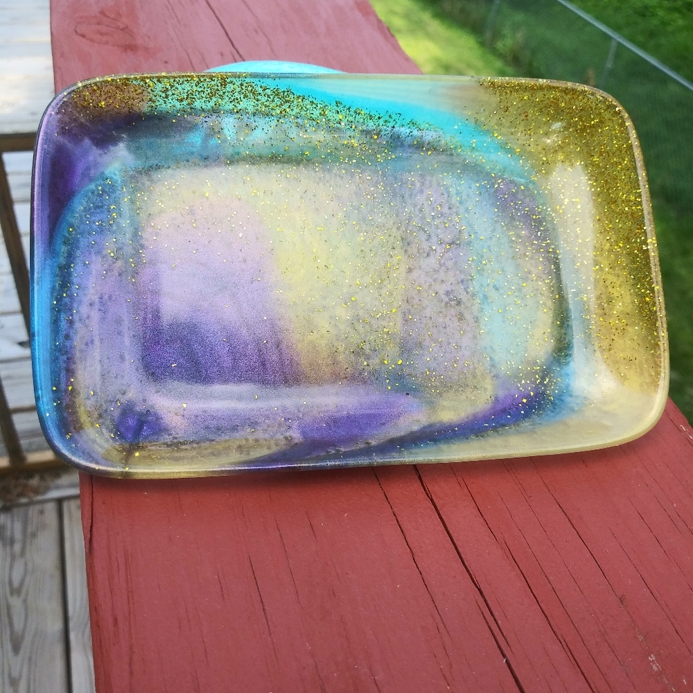 ✨SOLD✨Soap Dish Tray Resin Art Cute Mermaid Sparkly Beautiful Handmade Cute - Picture 5 of 15